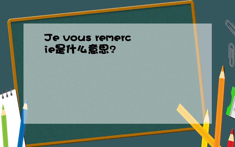 Je vous remercie是什么意思?