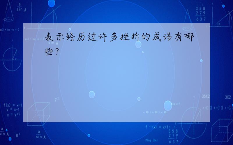 表示经历过许多挫折的成语有哪些?