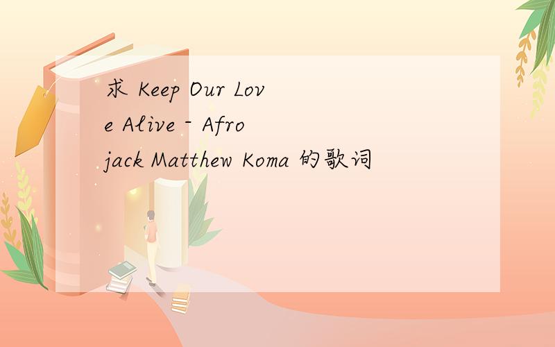 求 Keep Our Love Alive - Afrojack Matthew Koma 的歌词