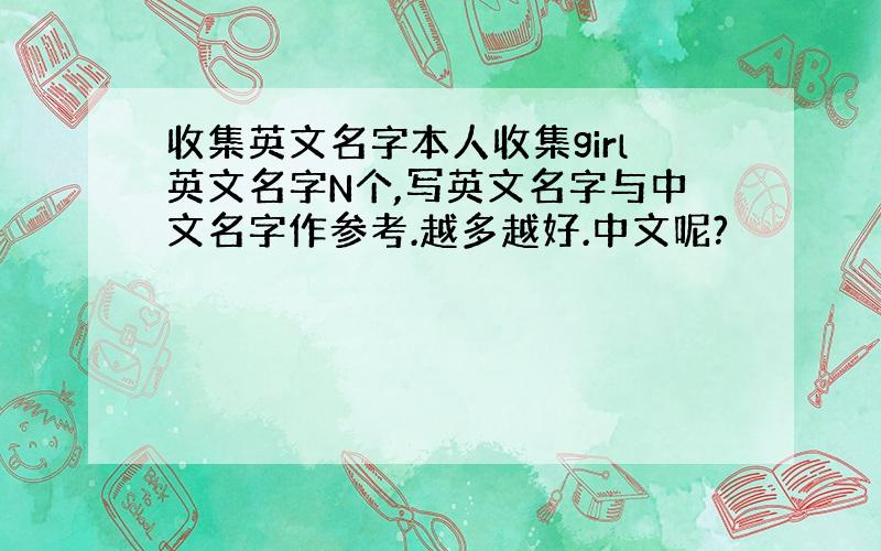 收集英文名字本人收集girl英文名字N个,写英文名字与中文名字作参考.越多越好.中文呢?