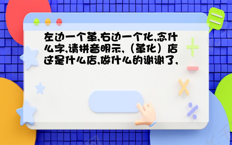 左边一个革,右边一个化,念什么字,请拼音明示,（革化）店这是什么店,做什么的谢谢了,