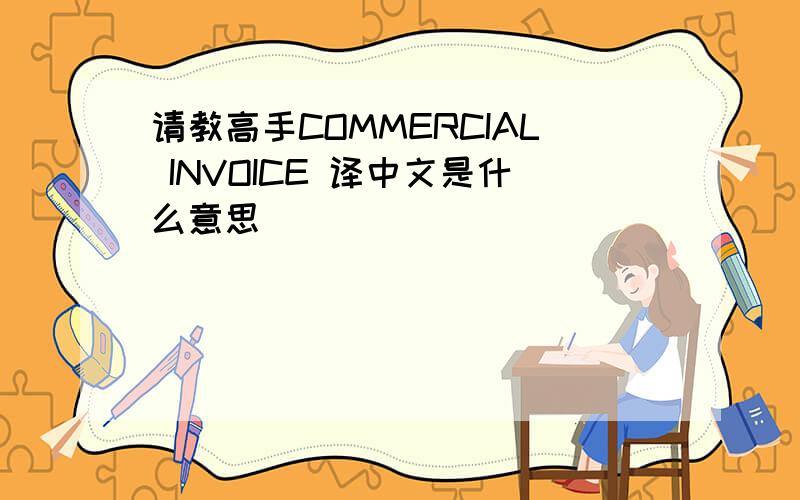 请教高手COMMERCIAL INVOICE 译中文是什么意思