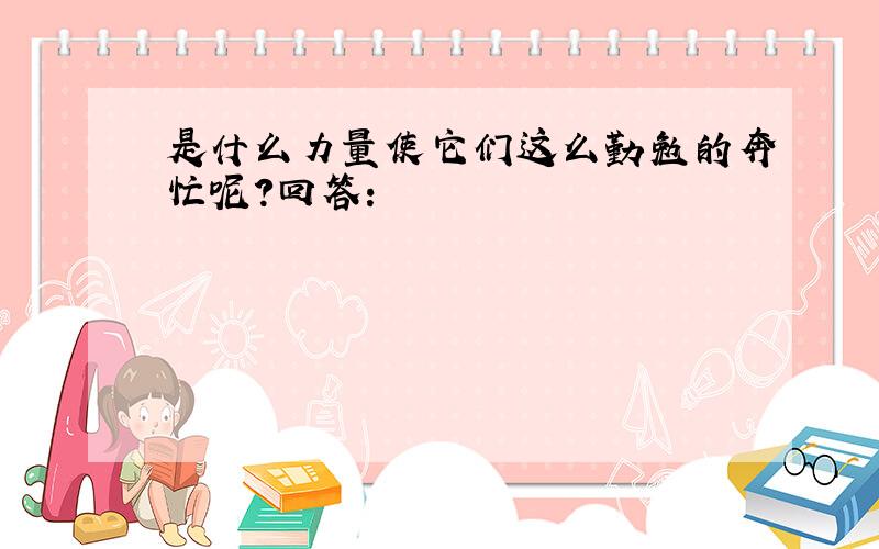 是什么力量使它们这么勤勉的奔忙呢?回答: