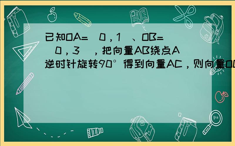 已知OA=（0，1）、OB=（0，3），把向量AB绕点A逆时针旋转90°得到向量AC，则向量OC等于（　　）