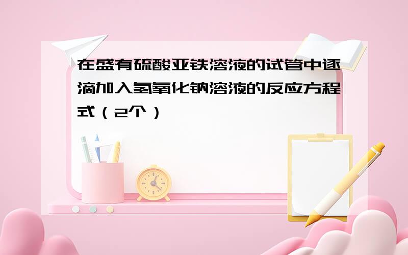 在盛有硫酸亚铁溶液的试管中逐滴加入氢氧化钠溶液的反应方程式（2个）