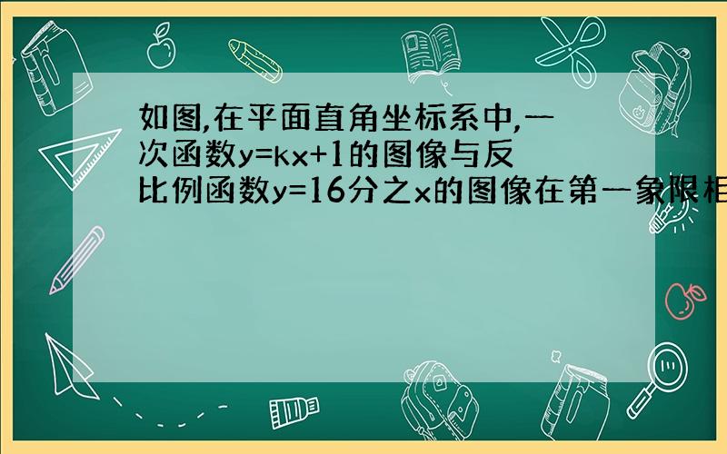 如图,在平面直角坐标系中,一次函数y=kx+1的图像与反比例函数y=16分之x的图像在第一象限相交于点A.过点A分别作x