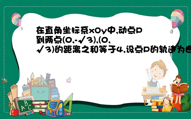 在直角坐标系xOy中,动点P到两点(0,-√3),(0,√3)的距离之和等于4,设点P的轨迹为曲线C,直线y＝kx＋1与