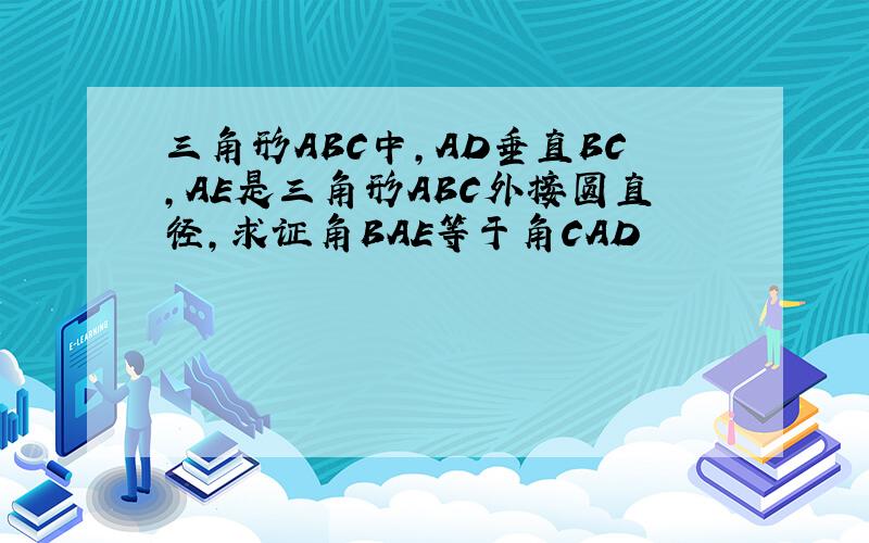 三角形ABC中,AD垂直BC,AE是三角形ABC外接圆直径,求证角BAE等于角CAD