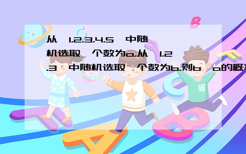 从{1，2，3，4，5}中随机选取一个数为a，从{1，2，3}中随机选取一个数为b，则b＞a的概率是（　　）