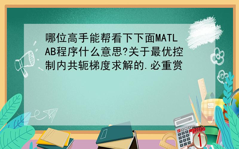 哪位高手能帮看下下面MATLAB程序什么意思?关于最优控制内共轭梯度求解的.必重赏