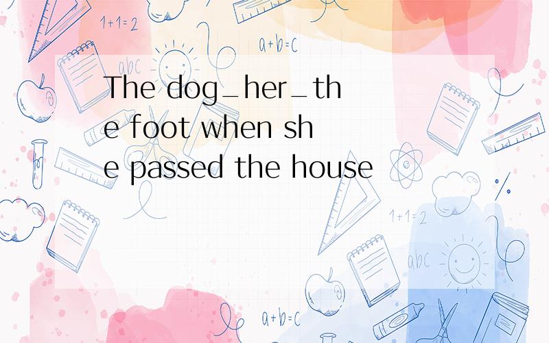 The dog_her_the foot when she passed the house