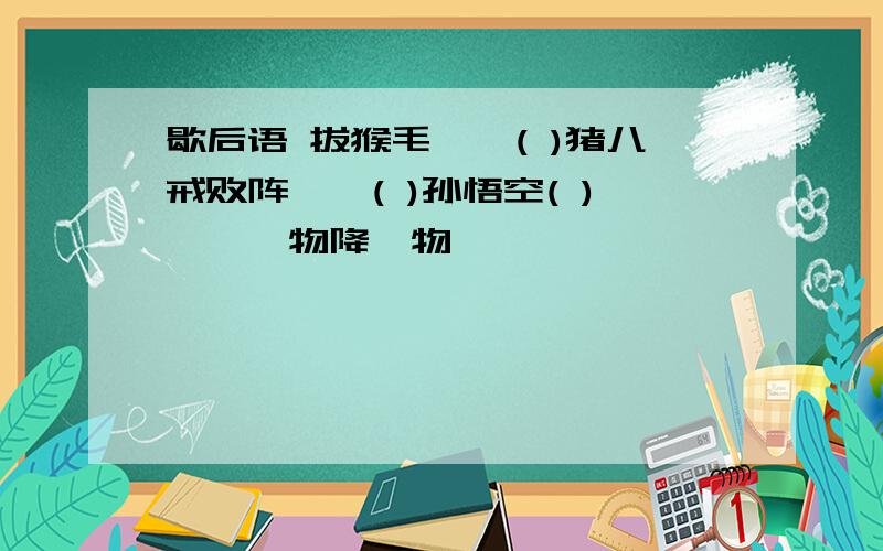 歇后语 拔猴毛——( )猪八戒败阵——( )孙悟空( )——一物降一物