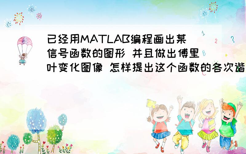 已经用MATLAB编程画出某信号函数的图形 并且做出傅里叶变化图像 怎样提出这个函数的各次谐波图形