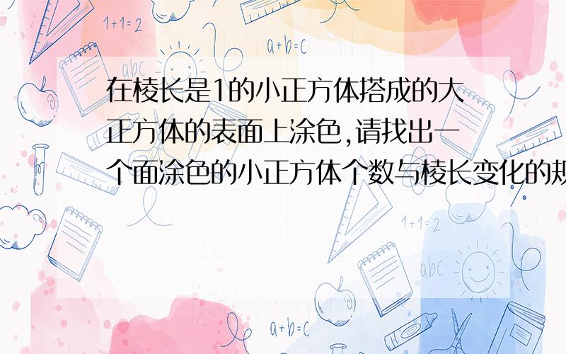 在棱长是1的小正方体搭成的大正方体的表面上涂色,请找出一个面涂色的小正方体个数与棱长变化的规律填表.