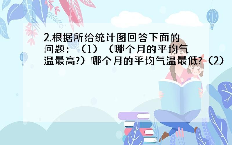 2.根据所给统计图回答下面的问题：（1）（哪个月的平均气温最高?）哪个月的平均气温最低?（2）