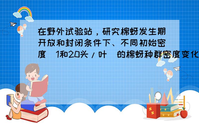 在野外试验站，研究棉蚜发生期开放和封闭条件下、不同初始密度（1和20头/叶）的棉蚜种群密度变化，各实验组均放置规格、数量