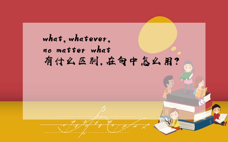 what,whatever,no matter what有什么区别,在句中怎么用?