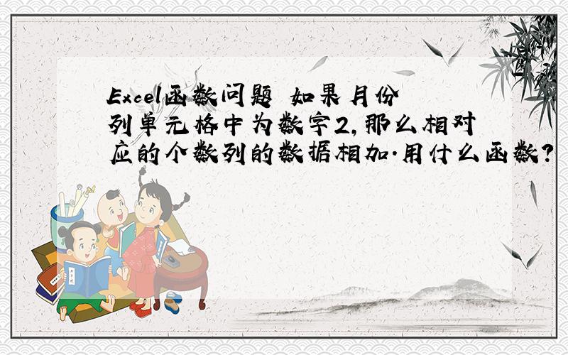 Excel函数问题 如果月份列单元格中为数字2,那么相对应的个数列的数据相加.用什么函数?