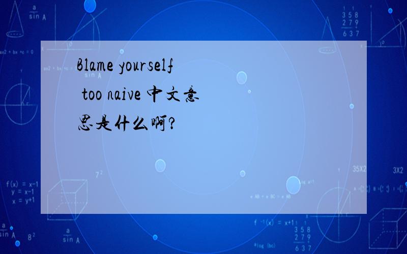 Blame yourself too naive 中文意思是什么啊?