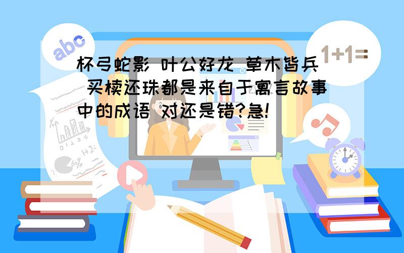 杯弓蛇影 叶公好龙 草木皆兵 买椟还珠都是来自于寓言故事中的成语 对还是错?急!