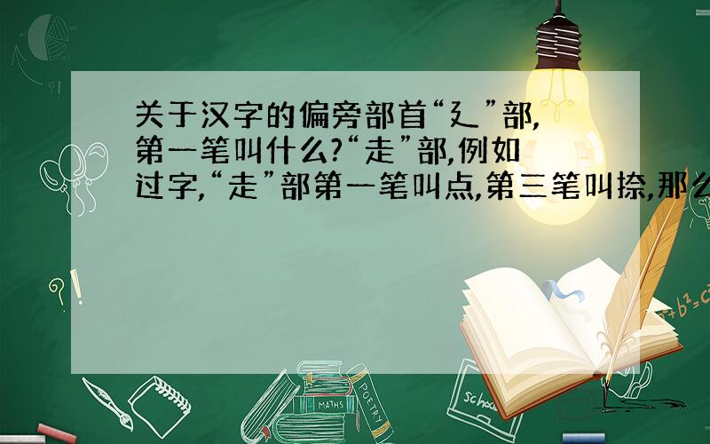 关于汉字的偏旁部首“廴”部,第一笔叫什么?“走”部,例如过字,“走”部第一笔叫点,第三笔叫捺,那么第二笔叫什么?叫横折折