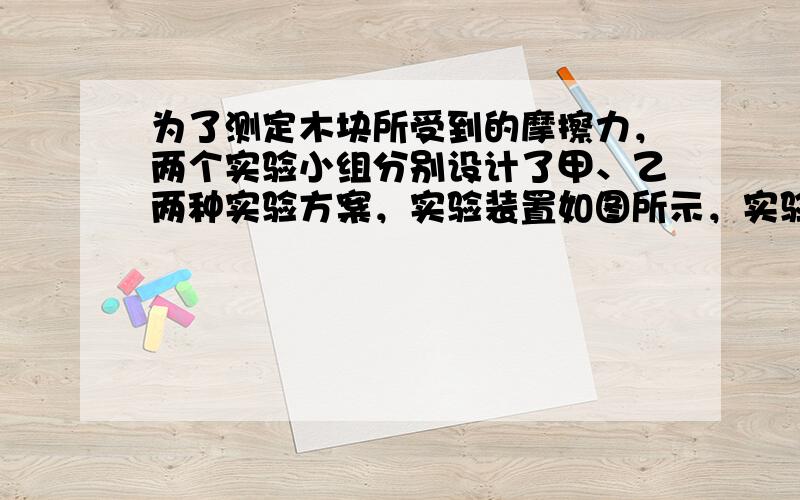 为了测定木块所受到的摩擦力，两个实验小组分别设计了甲、乙两种实验方案，实验装置如图所示，实验中不计弹簧测力计的重力．