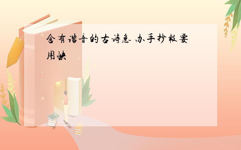 含有谐音的古诗急 办手抄报要用快