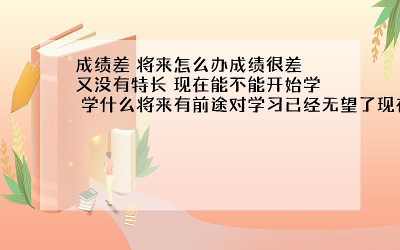 成绩差 将来怎么办成绩很差 又没有特长 现在能不能开始学 学什么将来有前途对学习已经无望了现在学什么有前途