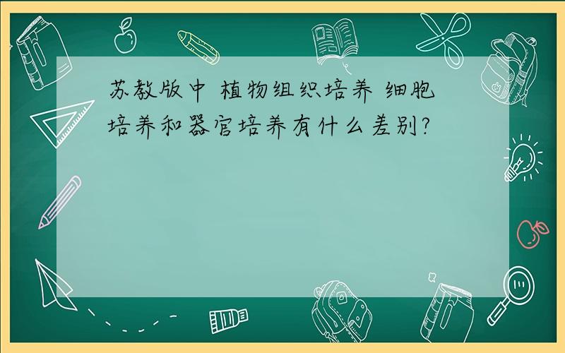 苏教版中 植物组织培养 细胞培养和器官培养有什么差别?