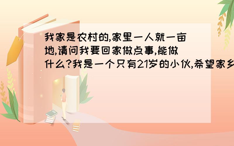 我家是农村的,家里一人就一亩地,请问我要回家做点事,能做什么?我是一个只有21岁的小伙,希望家乡变得