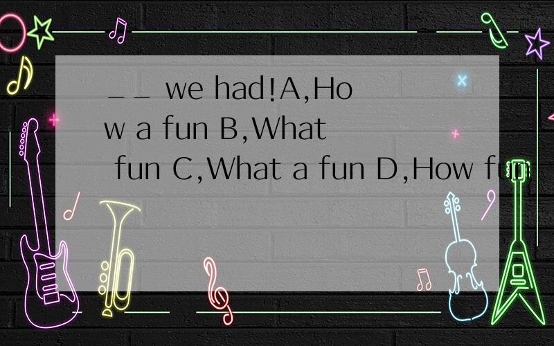 __ we had!A,How a fun B,What fun C,What a fun D,How fun