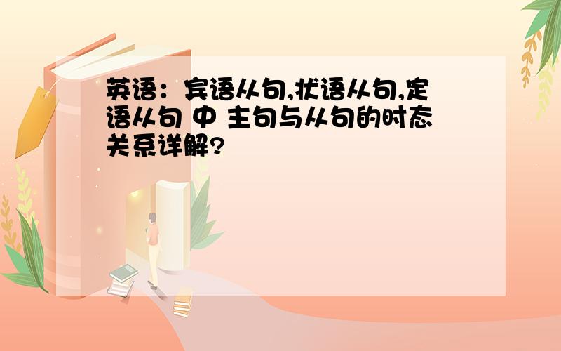 英语：宾语从句,状语从句,定语从句 中 主句与从句的时态关系详解?