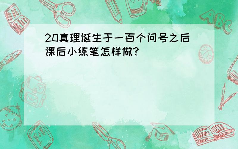 20真理诞生于一百个问号之后课后小练笔怎样做?