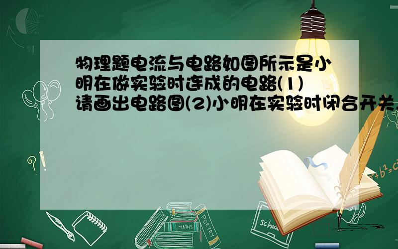 物理题电流与电路如图所示是小明在做实验时连成的电路(1)请画出电路图(2)小明在实验时闭合开关,发现灯泡不亮,试写出三种