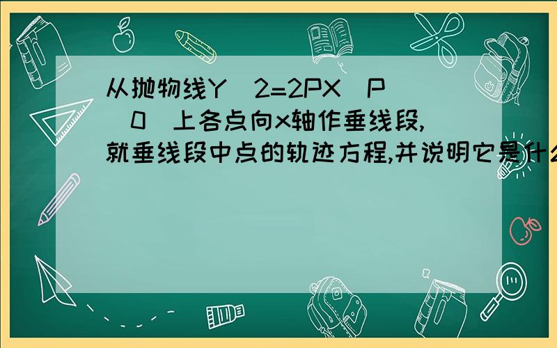 从抛物线Y^2=2PX（P 〉0）上各点向x轴作垂线段,就垂线段中点的轨迹方程,并说明它是什么曲线