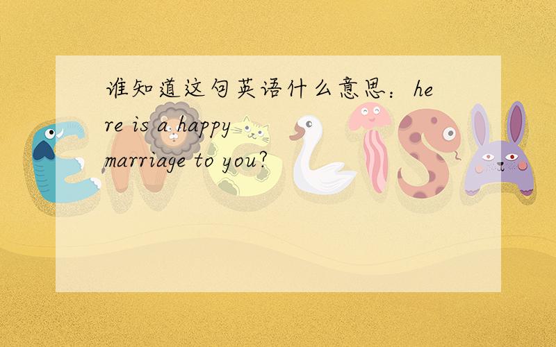 谁知道这句英语什么意思：here is a happy marriage to you?