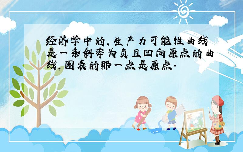 经济学中的,生产力可能性曲线是一条斜率为负且凹向原点的曲线,图表的那一点是原点.