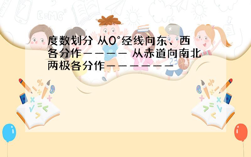 度数划分 从0°经线向东、西各分作———— 从赤道向南北两极各分作——————