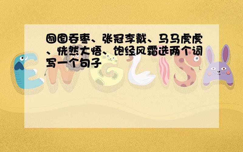 囫囵吞枣、张冠李戴、马马虎虎、恍然大悟、饱经风霜选两个词写一个句子