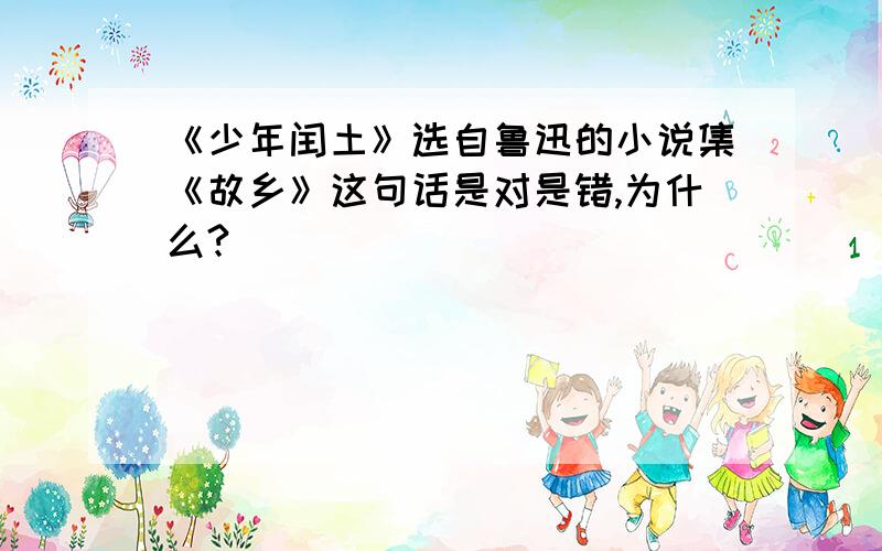 《少年闰土》选自鲁迅的小说集《故乡》这句话是对是错,为什么?