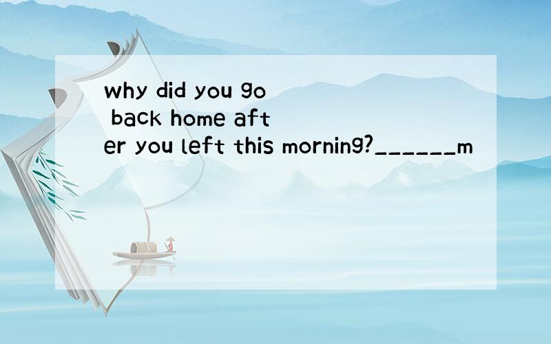 why did you go back home after you left this morning?______m