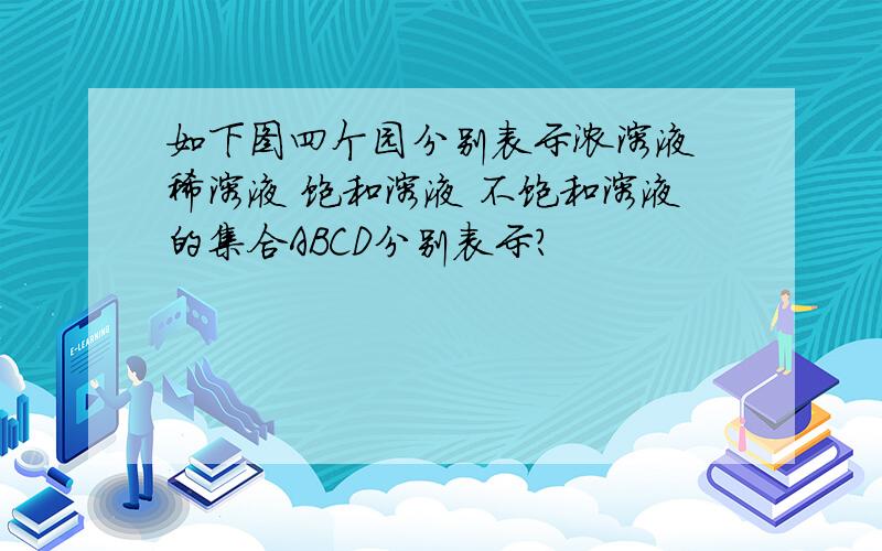 如下图四个园分别表示浓溶液 稀溶液 饱和溶液 不饱和溶液的集合ABCD分别表示?