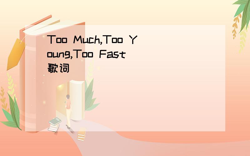 Too Much,Too Young,Too Fast 歌词