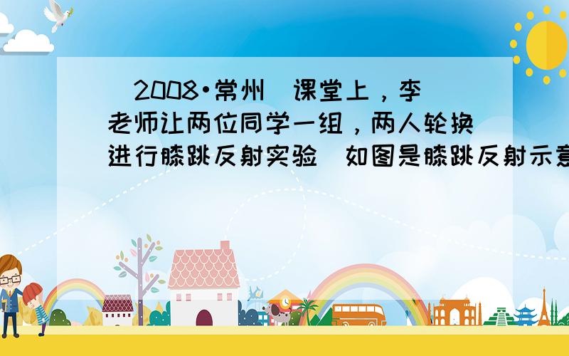 （2008•常州）课堂上，李老师让两位同学一组，两人轮换进行膝跳反射实验．如图是膝跳反射示意图，看图回答：