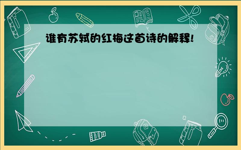 谁有苏轼的红梅这首诗的解释!