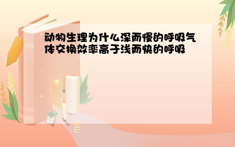 动物生理为什么深而慢的呼吸气体交换效率高于浅而快的呼吸