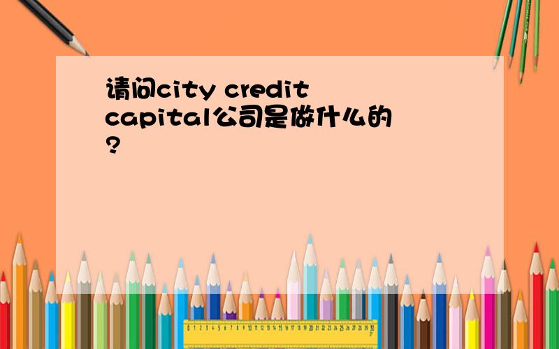 请问city credit capital公司是做什么的?