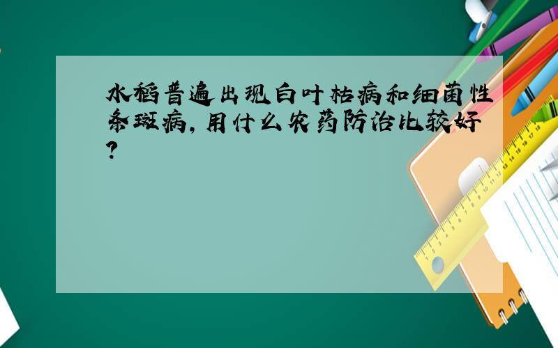 水稻普遍出现白叶枯病和细菌性条斑病,用什么农药防治比较好?