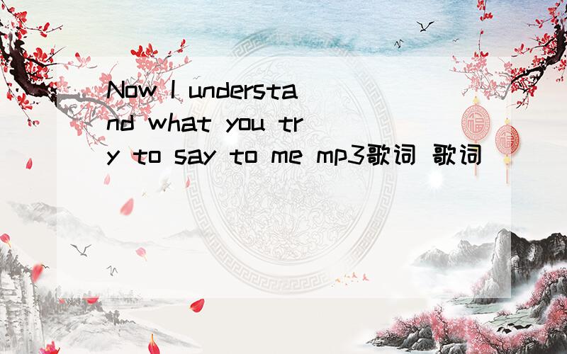 Now I understand what you try to say to me mp3歌词 歌词