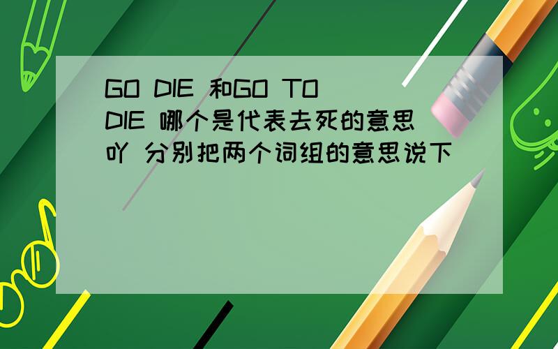 GO DIE 和GO TO DIE 哪个是代表去死的意思吖 分别把两个词组的意思说下